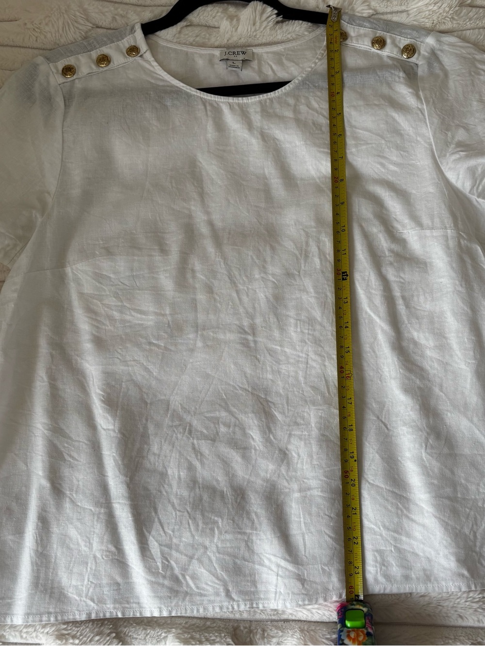J.Crew Linen-Blend Button-Shoulder Shirt White Size Large - Picture 7 of 7